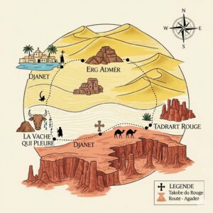 Carte du Sahara en dessin colorié